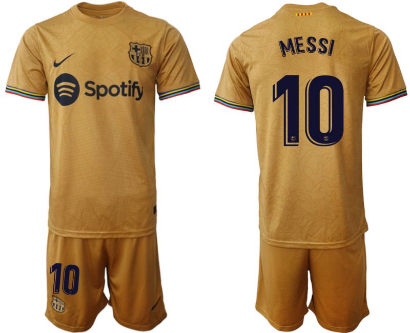 Men 2022-2023 Club Barcelona away yellow 10 Soccer Jerseys